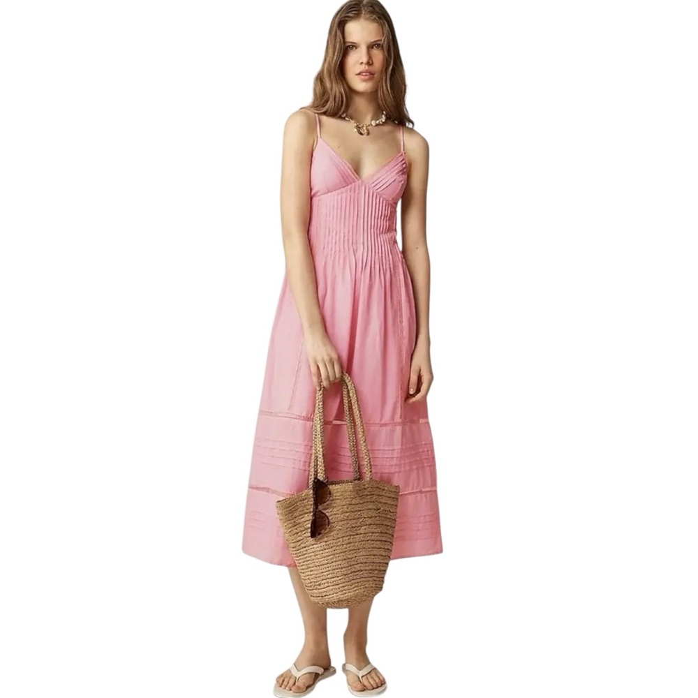 J. Crew Pink Milano Midi Dress in Cotton Voile XS NWT